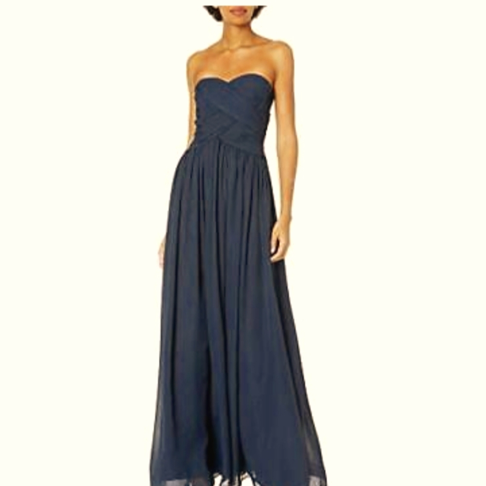 Black Strapless gown.